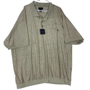 VTG Harbor Bay Men's Polo Shirt Banded Waist Soft Beige Textured Size‎ 5XB NWT